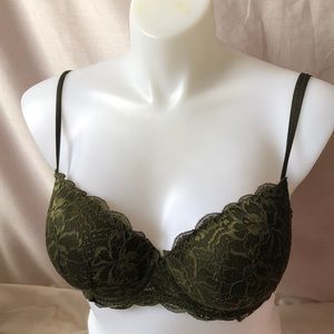 PINK OLIVE GREEN LACE BRA